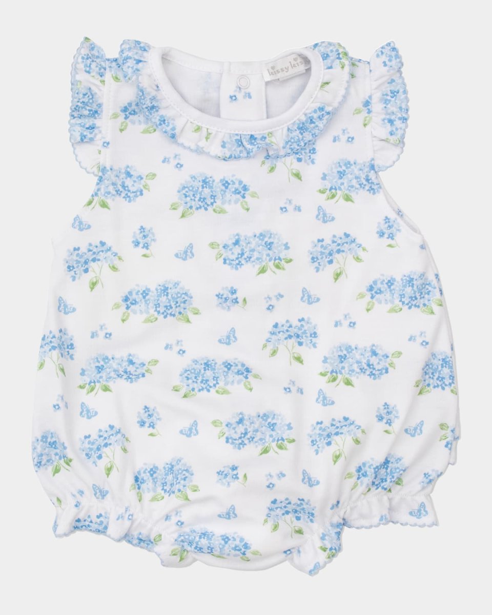 Girl's Heavenly Hydrangeas Romper & Headband Set, Size 3M-24
